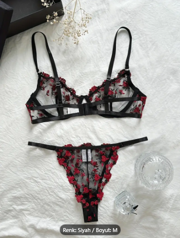 Brassiere 💗 Kalp Desenli ve 🌺 Çiçek Desenli Tanga Takımları